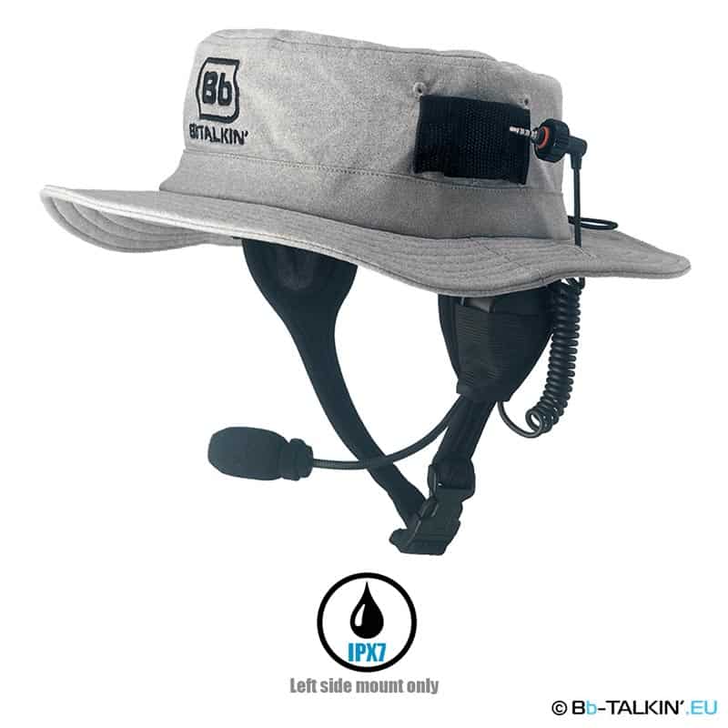 BbTalkin Surfhat with boom microphone speaker on left side