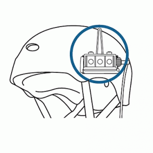 Position of BbTalkin intercom mounted to a helmet