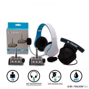 BbTalkin Advance 2p pack with non-waterproof stereo headset and mono helmet pad headset