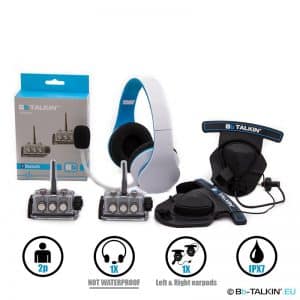 BbTalkin Advance 2p pack with non waterproof stereo headset and stereo helmet pad headset