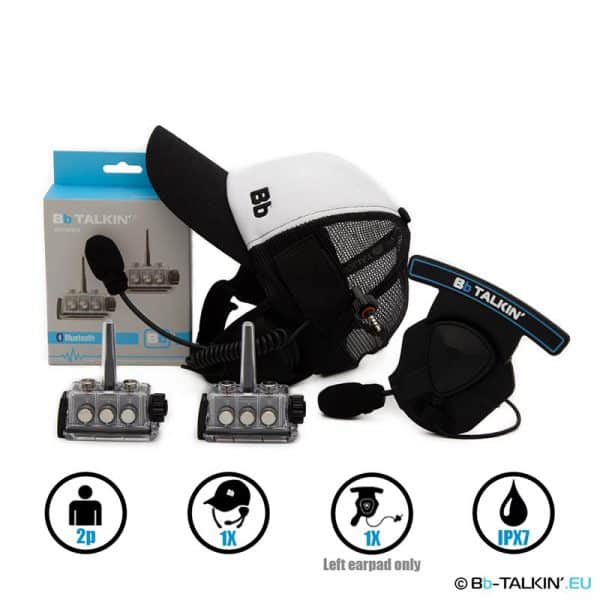BbTalkin Advance 2p pack with surf cap headset and mono helmet pad headset