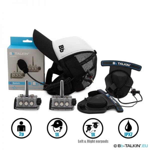 BbTalkin Advance 2p pack with surf cap headset and stereo helmet pad headset
