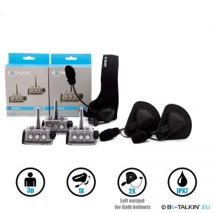 BbTalkin Advance 3p pack with sports headset and 2x mono helmet pad headset for GATH helmets