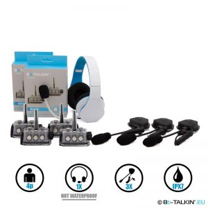 BbTalkin Advance 4p pack with non waterproof stereo headset and 3x boom mic speaker for FORWARD-WIP helmets