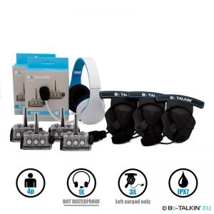 Pack BbTalkin Advance 4p con auriculares estéreo no resistentes al agua y 3x Auriculares con almohadilla para casco mono