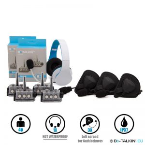 BbTalkin Advance 4p pack with non waterproof stereo headset and 3x mono helmet pad headset for GATH helmets