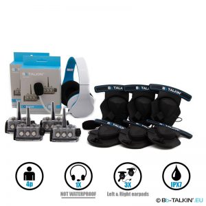 BbTalkin Advance 4p pack with non waterproof stereo headset and 3x stereo helmet pad headset