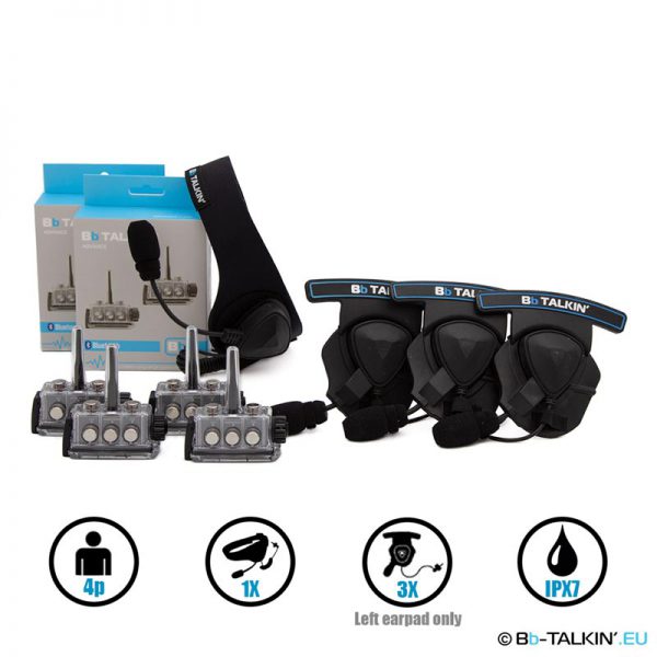 BbTalkin Advance 4p pack with sportset and 3x mono helmet pad headset