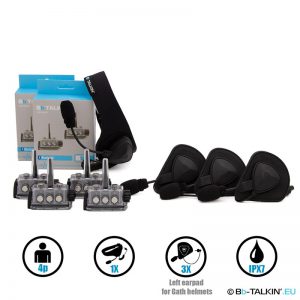 BbTalkin Advance 4p pack with sportset and 3x mono helmet pad headset for GATH helmets