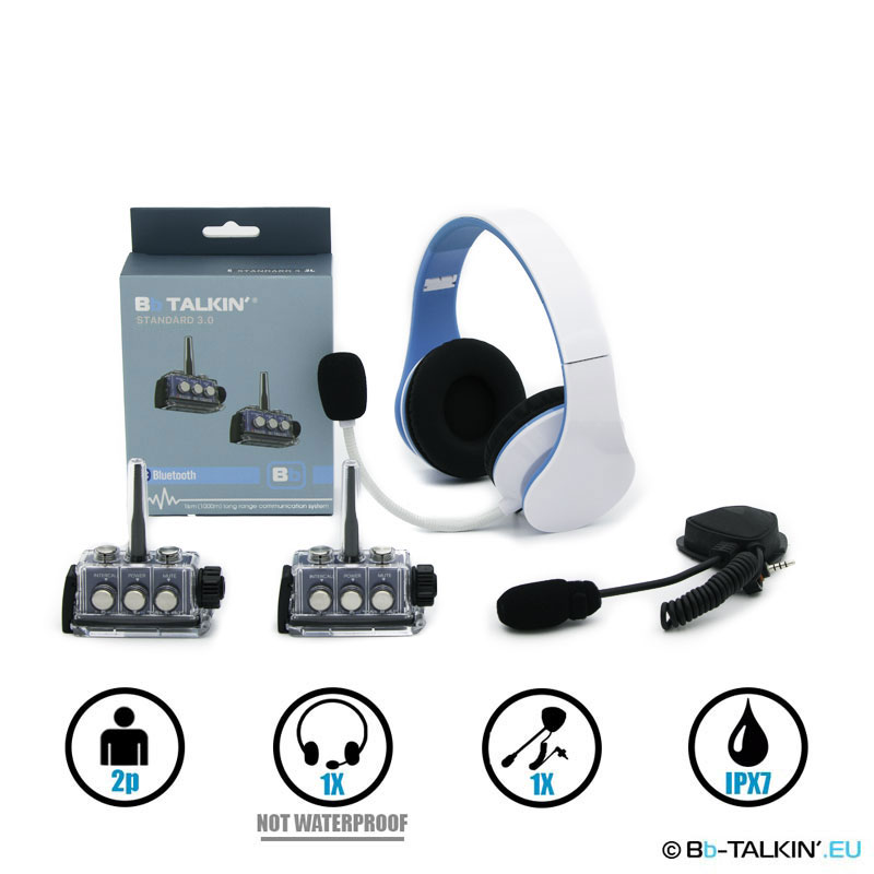 BbTalkin 3.0 2p pack with non-waterproof stereo headphone and boom mic speaker for FORWARD-WIP helmets