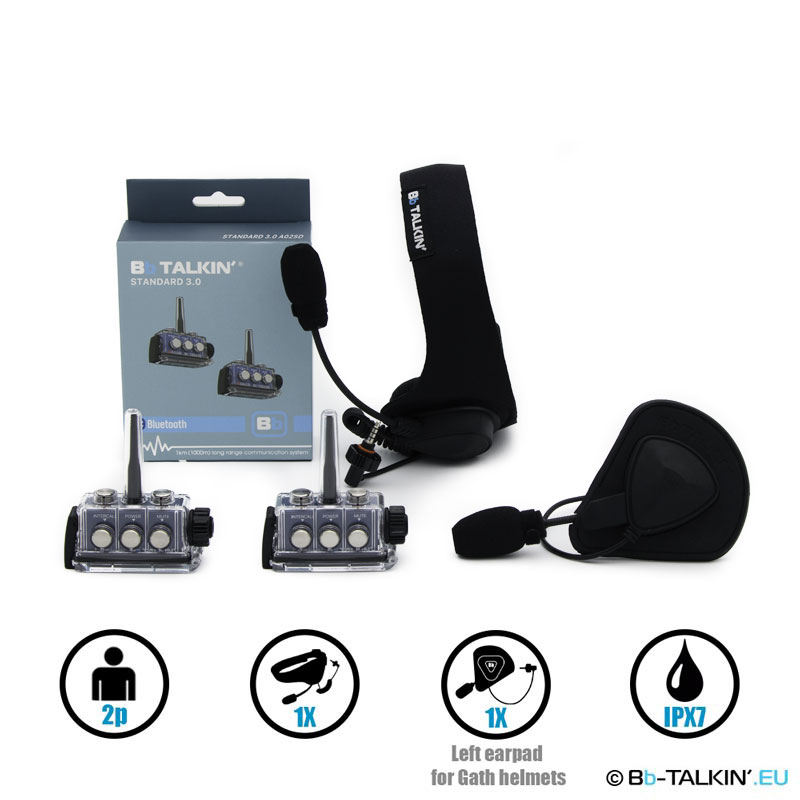 BbTalkin Advance 2p pack with sports headset and mono helmet pad for GATH headset