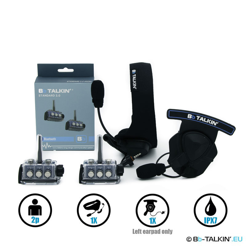 BbTalkin 3.0 2p pack with sports headset and mono helmet pad headset