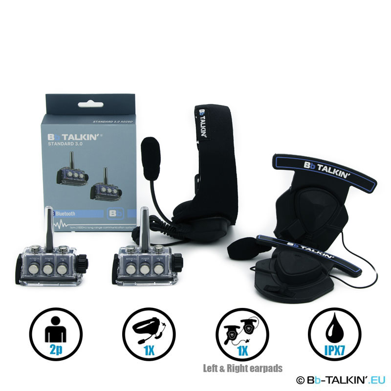 BbTalkin Advance 2p package with sports headset and stereo helmet pad headset