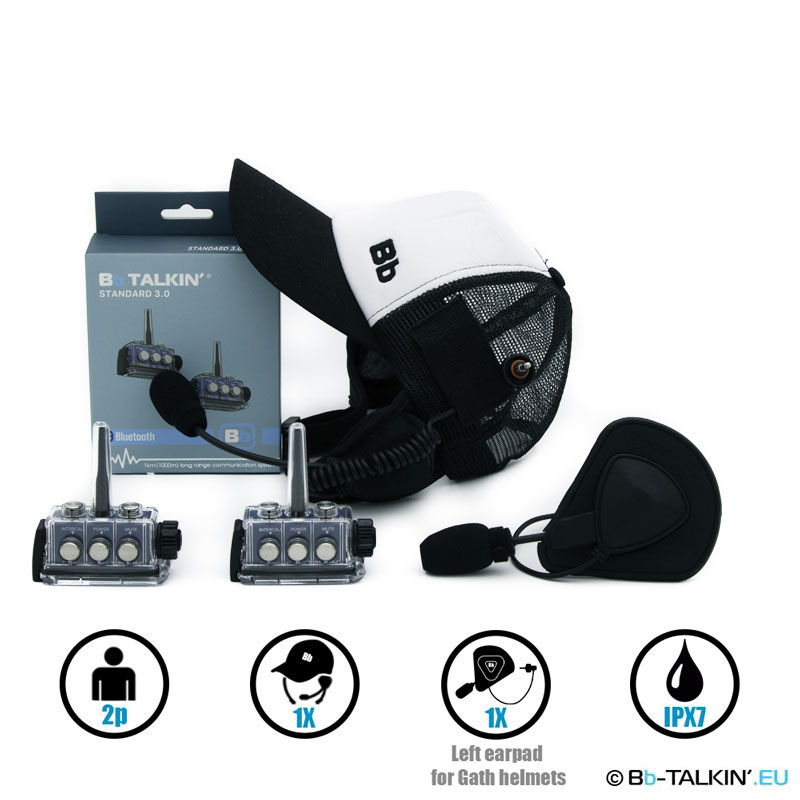 BbTalkin 3.0 2p pack with surf cap headset and mono helmet pad for GATH headset