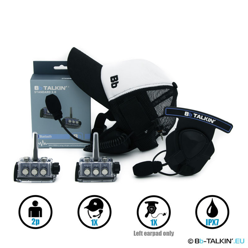 BbTalkin 3.0 2p pack with surf cap headset and mono helmet pad headset