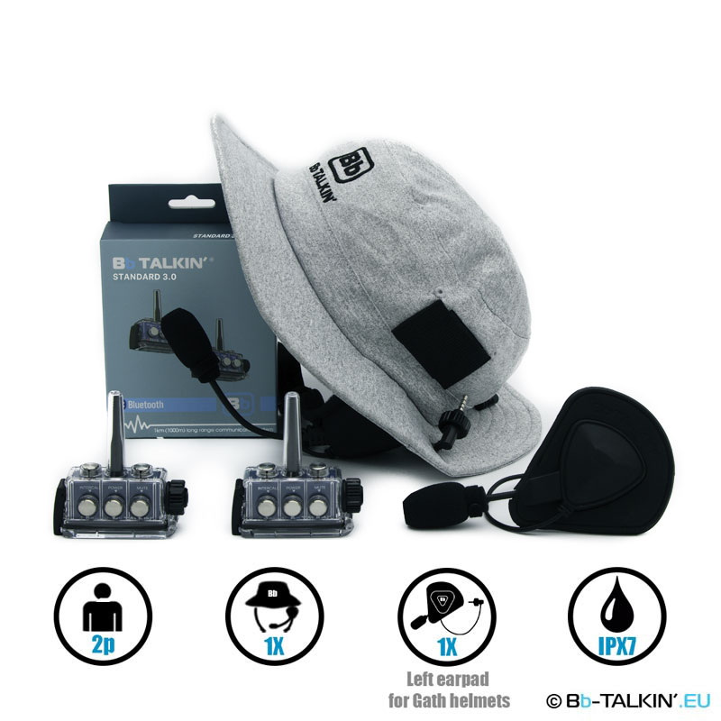BbTalkin 3.0 2p pack with surf hat headset and mono helmet pad for GATH headset