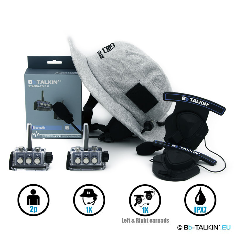 BbTalkin 3.0 2p pack with surf hat headset and stereo helmet pad headset