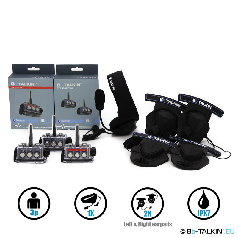 BbTalkin 3.0 3p pack with sports headset and 2x stereo helmet pad headset