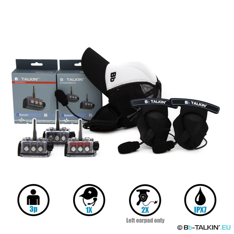 BbTalkin Advance 3p pack with surf cap and 2x mono helmet pad headset