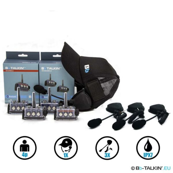 BbTalkin 3.0 4p pack with surf cap and 3x boom mic speaker for FORWARD-WIP helmets